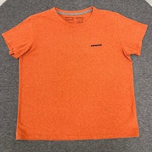 Patagonia Responsibili-Tee Mens Large Orange Short Sleeve T-Shirt Mountain Logo